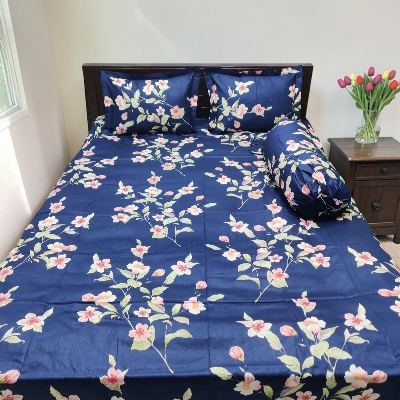 Picture of King Size Twil Fabric Cotton Bedsheet with Side pillow Cover BT-505