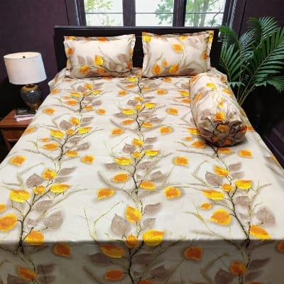 Picture of King Size Twil Fabric Cotton Bedsheet with Side pillow Cover BT-509