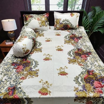 Picture of Cotton Twill Fabric Bedsheet  With Side Pillow Cover King Size. BT-511