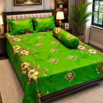 Picture of King Size Twil Fabric Cotton Bedsheet with Side pillow Cover BT-513
