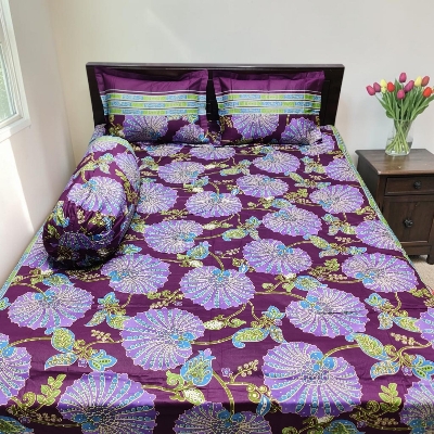 Picture of King Size Twil Fabric Cotton Bedsheet with Side pillow Cover BT-515