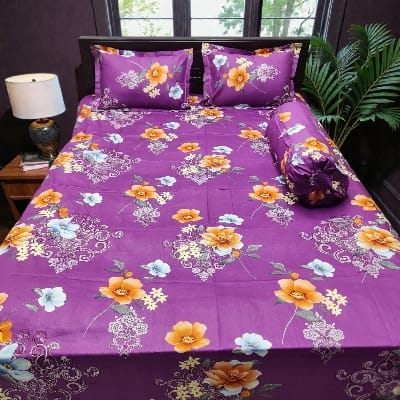 Picture of King Size Twil Fabric Cotton Bedsheet with Side pillow Cover BT-518