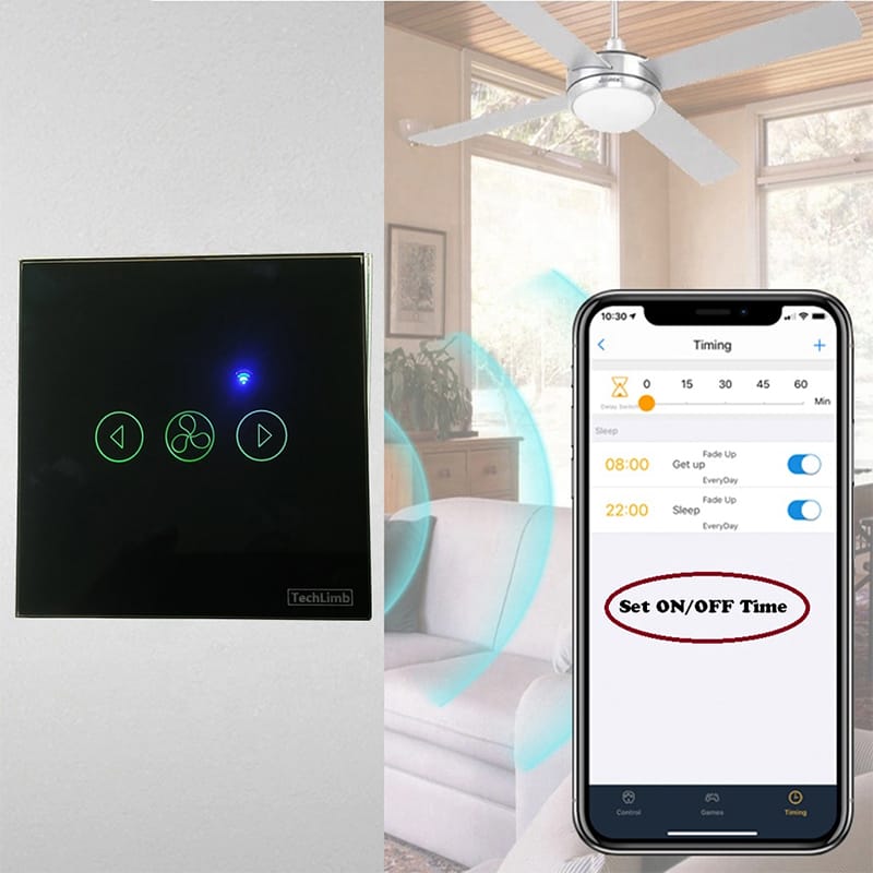 Picture of TechLimb Smart WiFi Fan Switch with Touch & Remote Control - Black