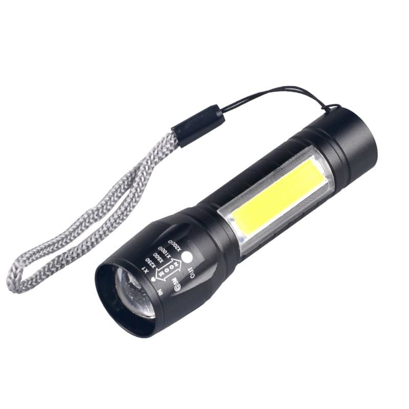 Picture of TechLimb Rechargeable LED Zoom Flashlight XPE+COB 4 Mode - Black