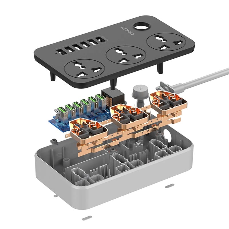 Picture of LDNIO SC3604 6 USB Port Power Strip 2500W 2M - TechLimb