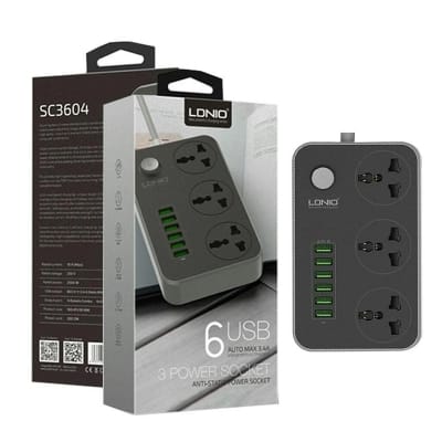 Picture of LDNIO SC3604 6 USB Port Power Strip 2500W 2M - TechLimb