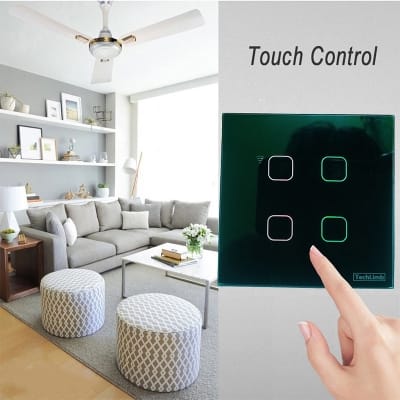 Picture of TechLimb 4-Gang Smart WiFi+RF Touch Switch 2000W - White