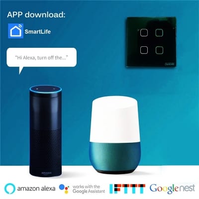 Picture of TechLimb 4-Gang Smart WiFi+RF Touch Switch 2000W - White