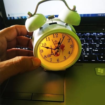 Picture of TechLimb Retro Twin Bell Metal Alarm Clock 8cm - Red
