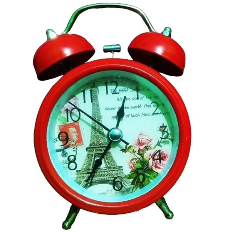 Picture of TechLimb Retro Twin Bell Metal Alarm Clock 8cm - Red