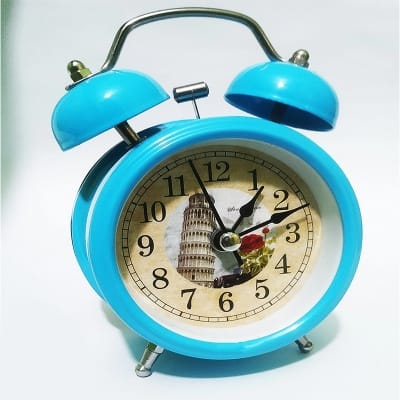 Picture of TechLimb Retro Twin Bell Metal Alarm Clock 8cm - Red