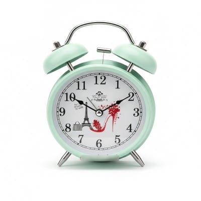 Picture of TechLimb Vintage Full Metal Dual Bell Alarm Clock 10x18cm - White