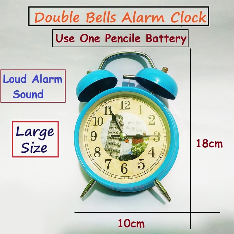 Picture of TechLimb Vintage Full Metal Dual Bell Alarm Clock 10x18cm - White