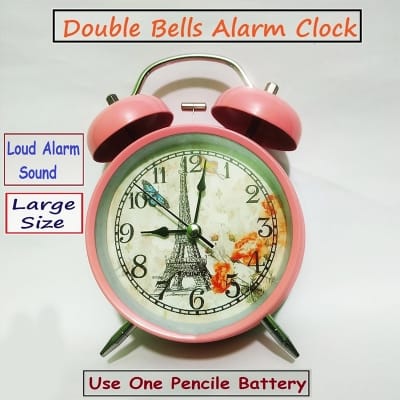 Picture of TechLimb Vintage Full Metal Dual Bell Alarm Clock 10x18cm - White