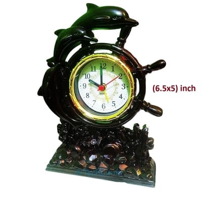 Picture of TechLimb Retro Dolphin Quartz Table Alarm Clock - Gold