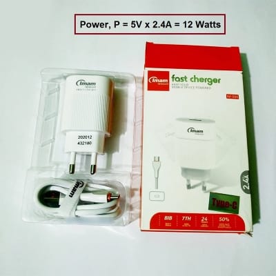 Picture of Imam IM-S94 12W QC3.0 Fast Charger with Type-C Cable - White