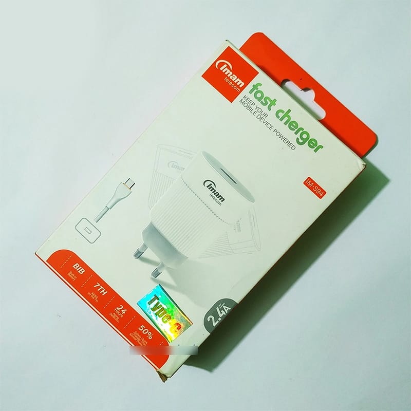 Picture of Imam IM-S94 12W QC3.0 Fast Charger with Type-C Cable - White