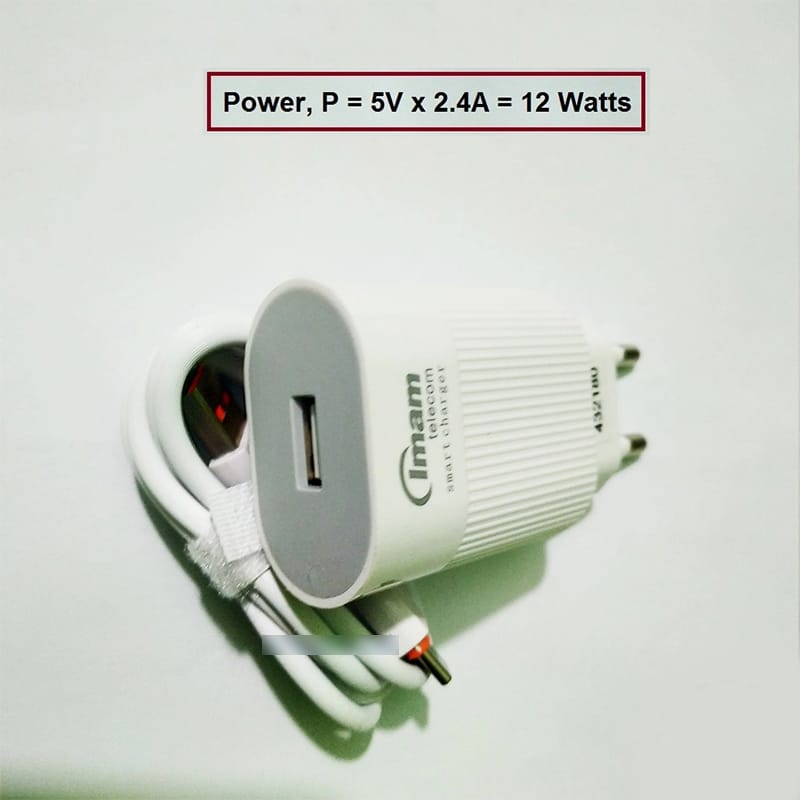 Picture of Imam IM-S94 12W QC3.0 Fast Charger with Type-C Cable - White
