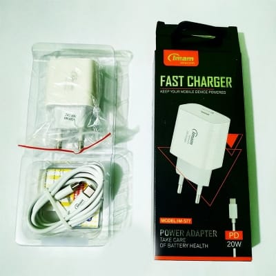 Picture of Imam IM-S77 20W PD Fast Charger with Type-C Cable - White