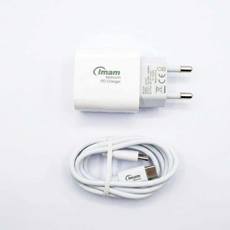 Picture of Imam IM-S77 20W PD Fast Charger with Type-C Cable - White