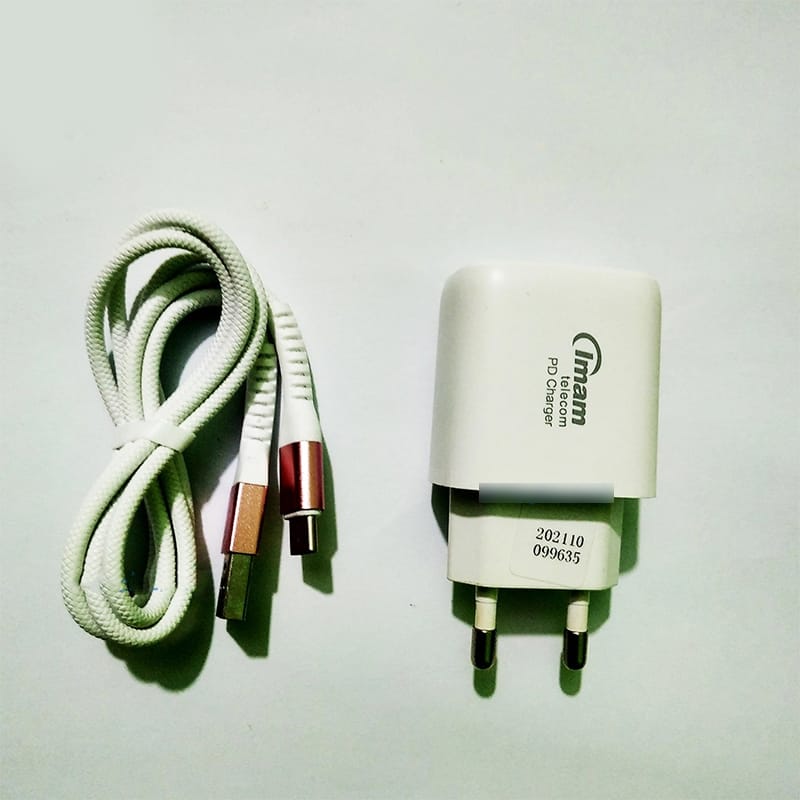 Picture of Imam S111 25W PD Fast Charger with Type-C to Type-C Cable - White