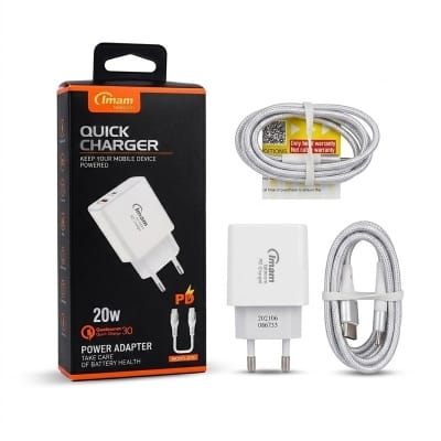 Picture of Imam S110 20W PD Fast Charger with Type-C Cable - White
