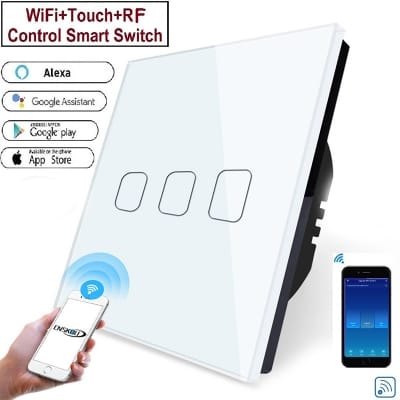 Picture of TechLimb 3-Gang Smart WiFi Touch Switch with Smart Life App - White