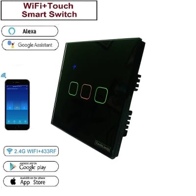 Picture of TechLimb 3-Gang Smart WiFi Touch Switch with Smart Life App - White