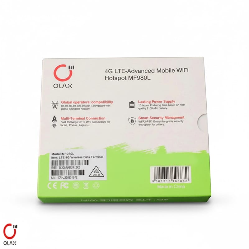 Picture of OLAX MF980L 4G LTE Pocket Router 150Mbps 2100mAh - White