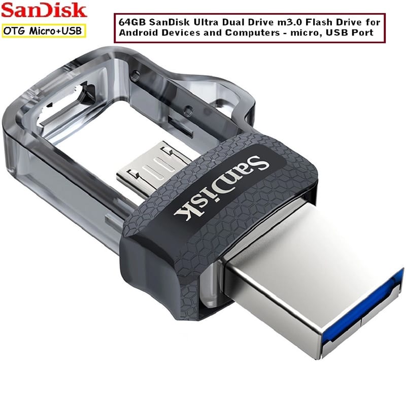Picture of SanDisk 64GB Ultra Dual Drive USB+Micro USB 3.0 OTG - Black