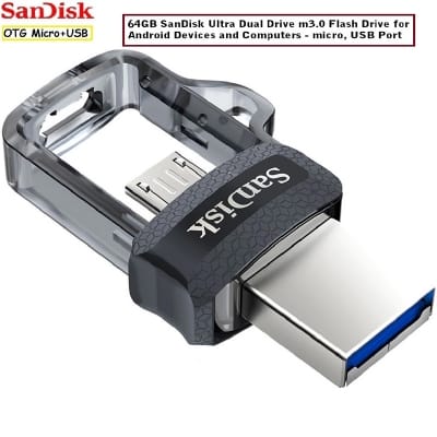 Picture of SanDisk 64GB Ultra Dual Drive USB+Micro USB 3.0 OTG - Black