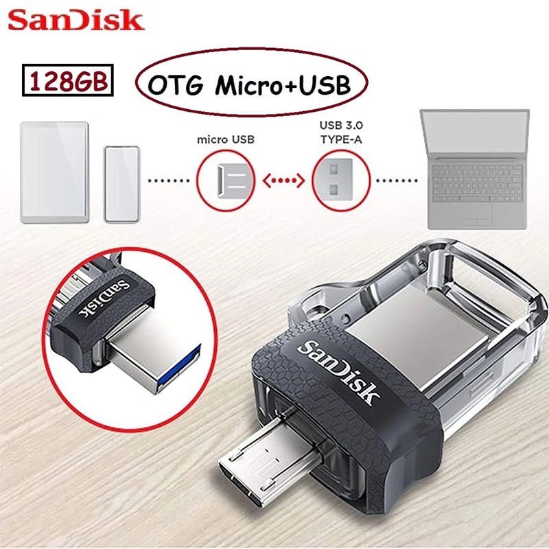 Picture of SanDisk 128GB Ultra Dual Drive USB+Micro USB 3.0 OTG - Black