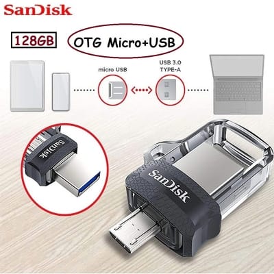 Picture of SanDisk 128GB Ultra Dual Drive USB+Micro USB 3.0 OTG - Black