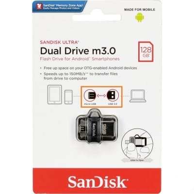 Picture of SanDisk 128GB Ultra Dual Drive USB+Micro USB 3.0 OTG - Black