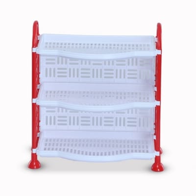 Picture of Standard 3-Tier Plastic Mini Rack – Red & White Multi-Purpose Storage Organizer for Kitchen, Bathroom & Office