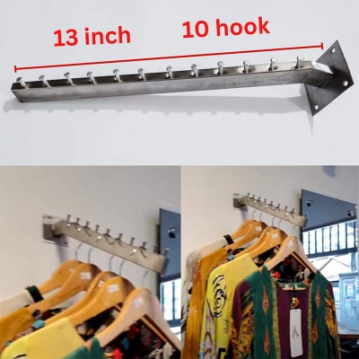 Picture of Wall Mounted Of Hanging Clothes 3.Pcs Hanger Silver Cloth Single Hooks Stand Hook Hangers  Silver 10 Hooks 13 Inches - Hanger