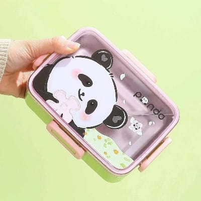 Picture of 600 ml Leakproof Stainless Steel Lunch Box Spoon Microwaveable SUS304 Container Single Grid Tiffin Box