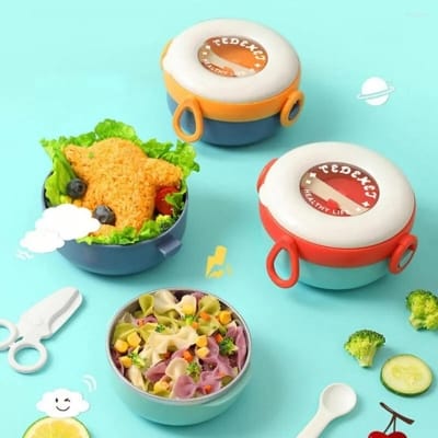Picture of 100% Leakproof Stainless Steel Airtight Tiffin Box Spoon Tableware Microwave Food Grade SUS304 Container 570 ml Lunch Box for Kids School Man Office Picnic