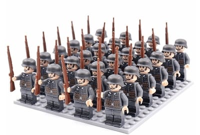 Picture of 24 pcs World War II Building Block  Mini Figures Bricks Blocks for Kids Gift Nazi Germany UK USA Military Weapon Minifigure DIY Building Military Infantry Soldier