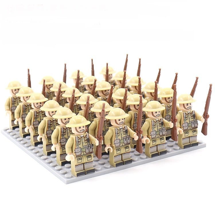Picture of 24 pcs World War II Building Block  Mini Figures Bricks Blocks for Kids Gift Nazi Germany UK USA Military Weapon Minifigure DIY Building Military Infantry Soldier