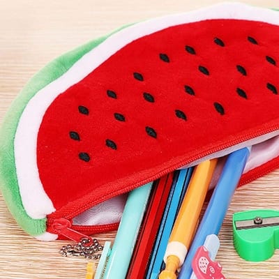 Picture of Big Volume Plush Watermelon Orange Fruit Kids Pencil Bag Case Gift Cosmetics Purse Wallet Holder Beg Pouch School Office
