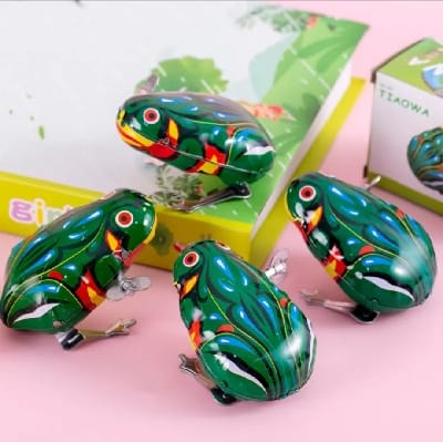 Picture of 1 PCs Classic Tin Nostalgic Frog Clockwork Jumping Toy Vintage Wind Up Kids Gift-Green