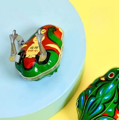 Picture of 1 PCs Classic Tin Nostalgic Frog Clockwork Jumping Toy Vintage Wind Up Kids Gift-Green