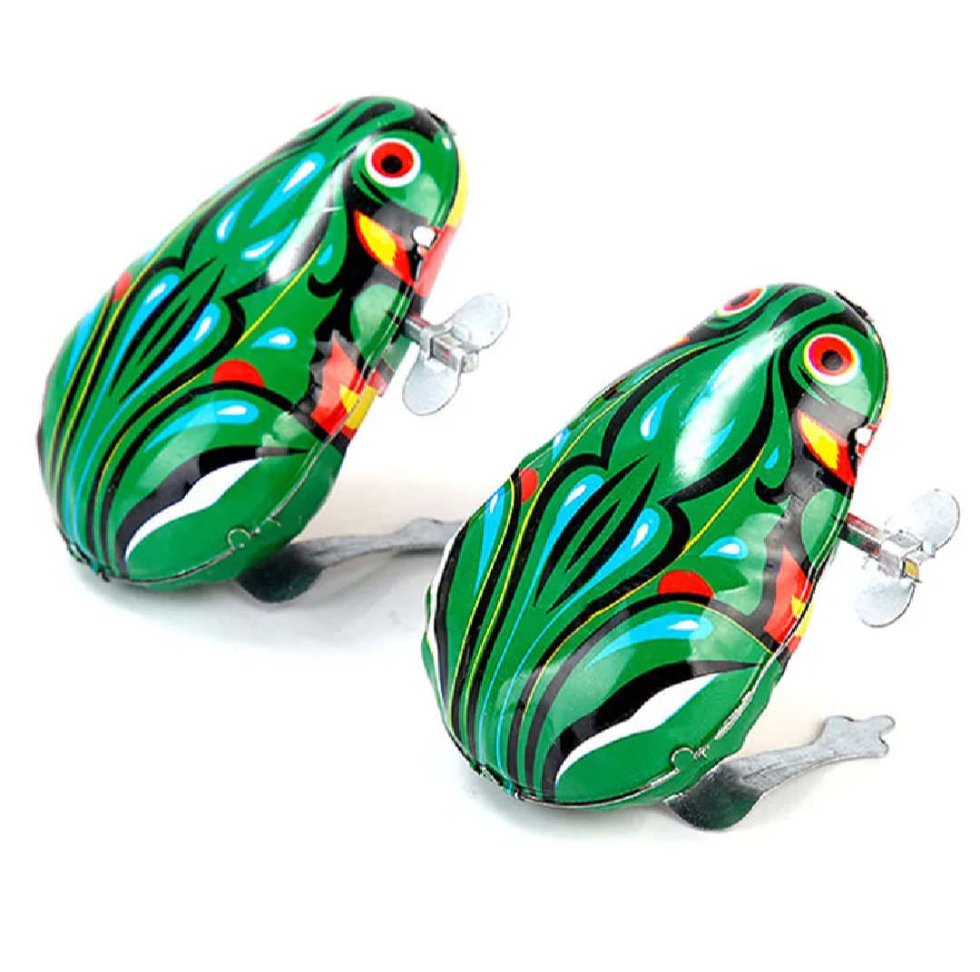 Picture of 1 PCs Classic Tin Nostalgic Frog Clockwork Jumping Toy Vintage Wind Up Kids Gift-Green