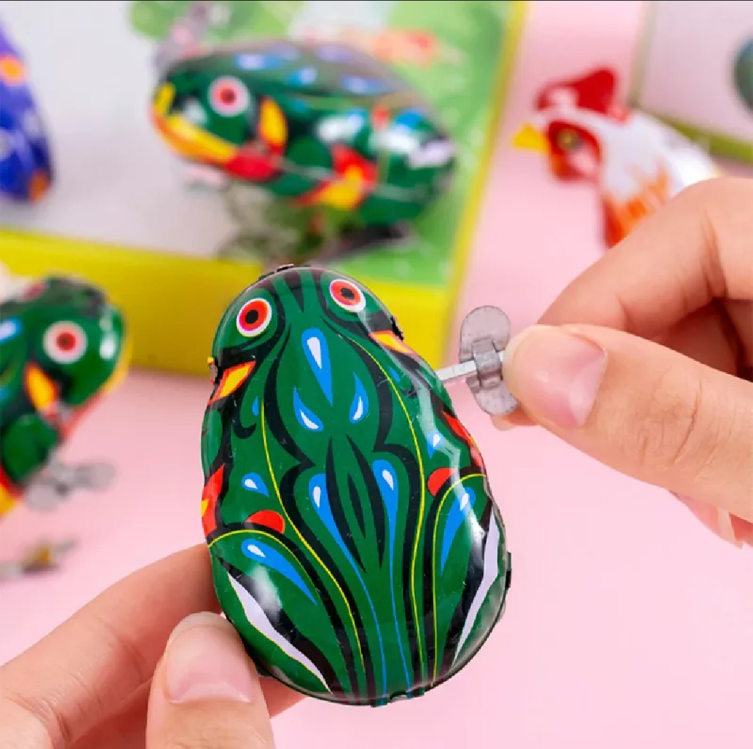 Picture of 1 PCs Classic Tin Nostalgic Frog Clockwork Jumping Toy Vintage Wind Up Kids Gift-Green