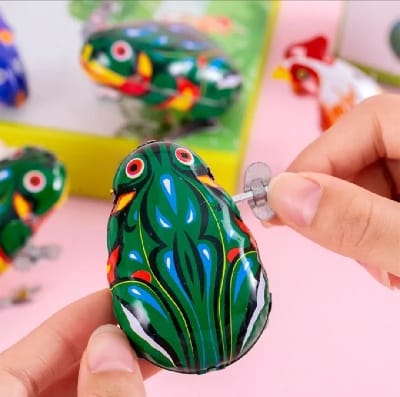 Picture of 1 PCs Classic Tin Nostalgic Frog Clockwork Jumping Toy Vintage Wind Up Kids Gift-Green