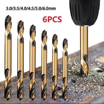 Picture of 6pcs High Speed Steel Double-Headed Twist Auger Drill Bit Set Double Ended Drill Bits for Metal Stainless Steel Iron Wood Drilling Power-Multicolor