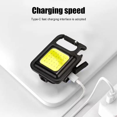 Picture of Emergency Pocket Keyring Flashlight EDC Torch Mini Rechargeable COB Camping Magnetic Light-Black