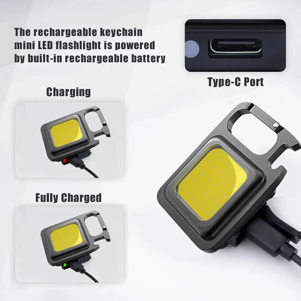 Picture of Emergency Pocket Keyring Flashlight EDC Torch Mini Rechargeable COB Camping Magnetic Light-Black