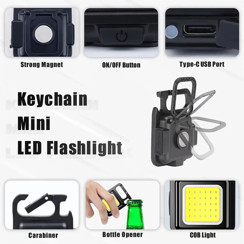 Picture of Emergency Pocket Keyring Flashlight EDC Torch Mini Rechargeable COB Camping Magnetic Light-Black